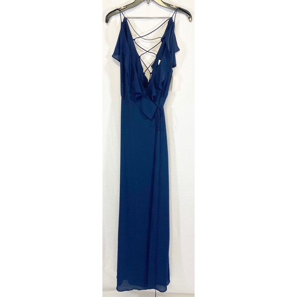 Wayf Dresses & Skirts - SALE 🔥 Wayf Navy Blue Wrap Lace up Maxi Dress